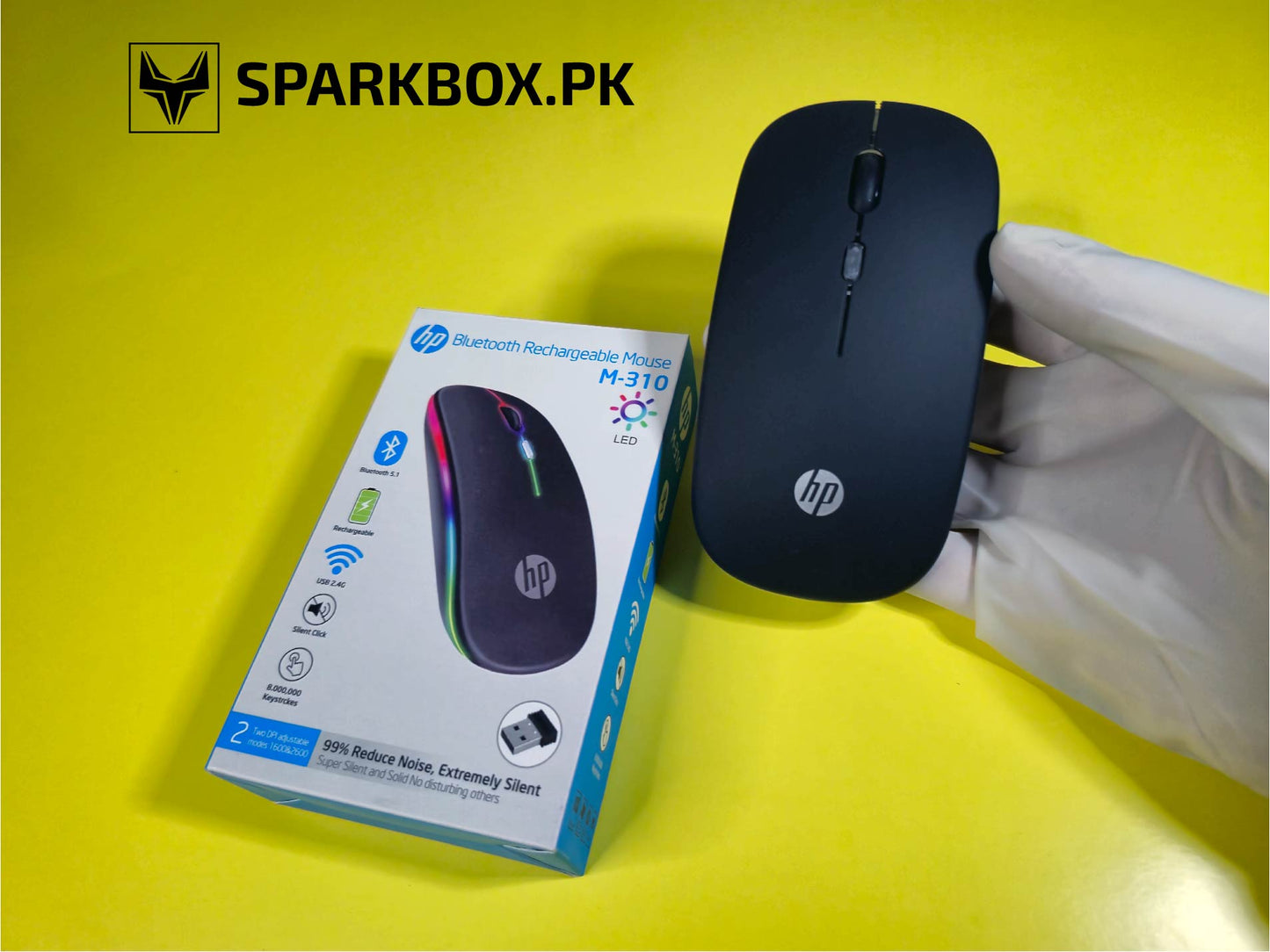 HP RGB Rechargeable Wireless Mouse (Bluetooth & USB).